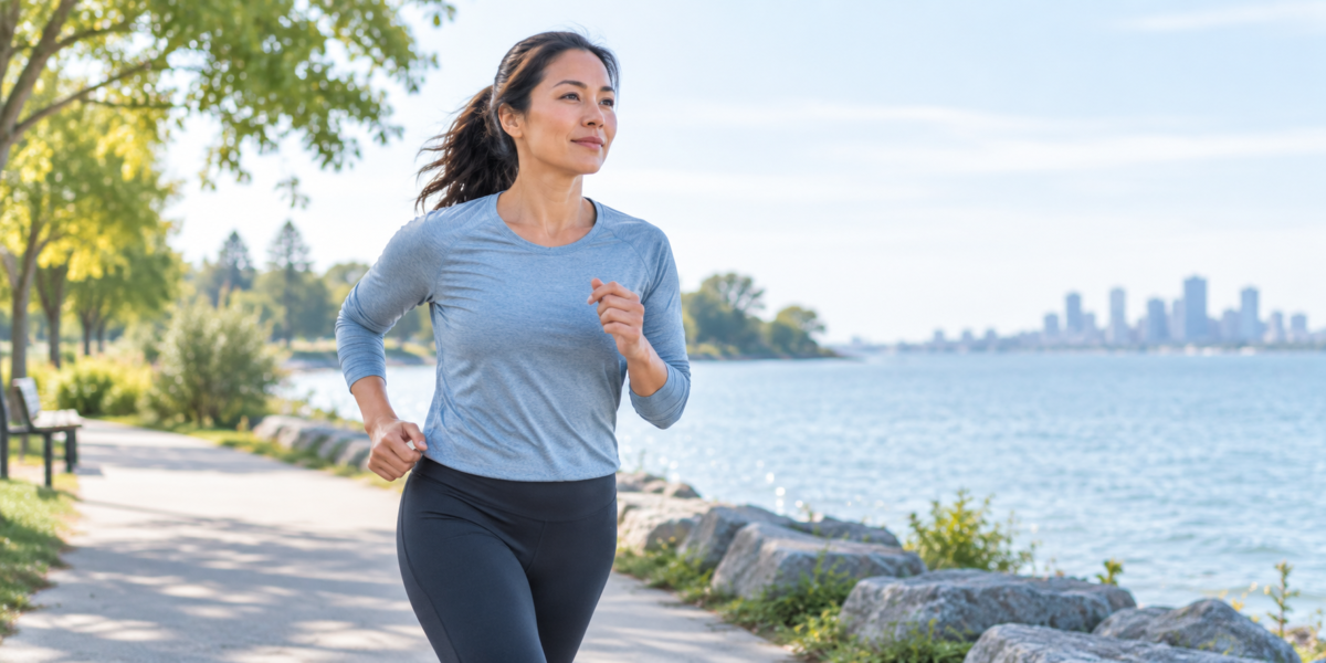 Active adult jogging during recreational physical activity